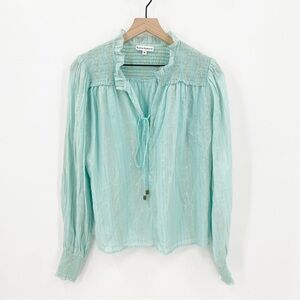 Karina Grimaldi Mint Green Peasant Blouse Medium